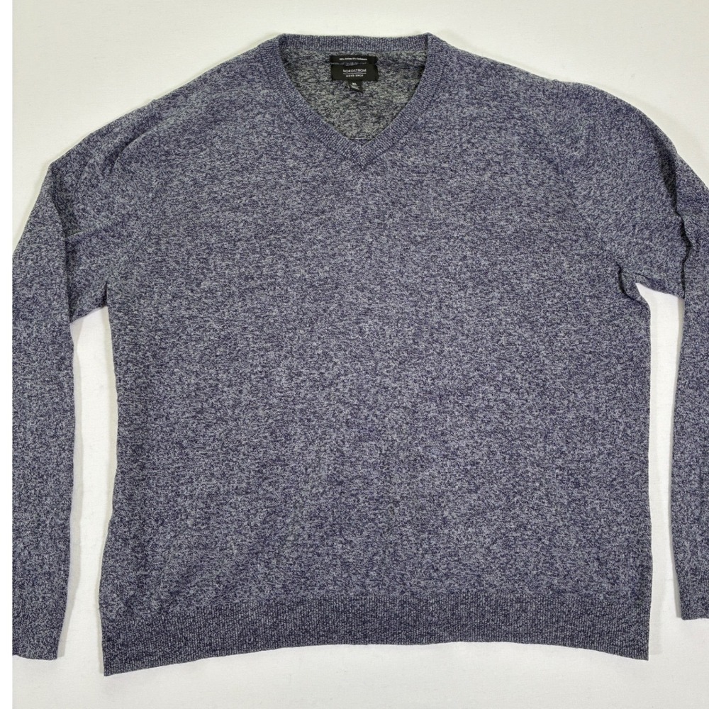 Nordstrom Mens Shop Blue Cotton Cashmere V Neck Sweater XL